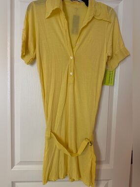 Yellow Report Shirt/Dress with Belt, size L